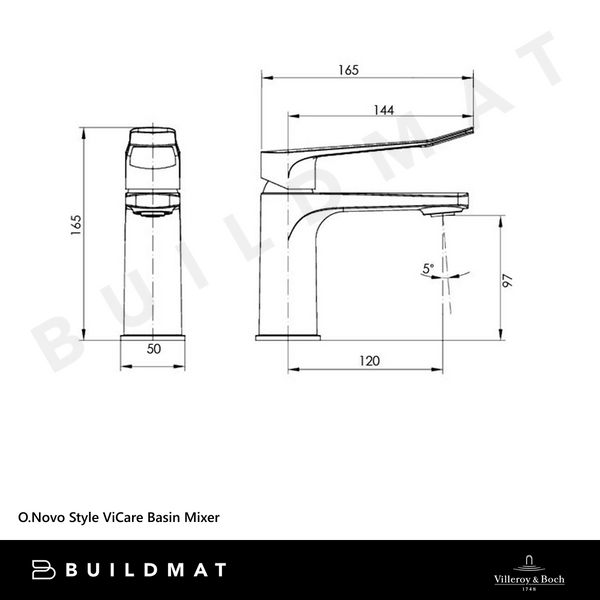 Villeroy & Boch O.Novo Style ViCare Basin Mixer Matte Black