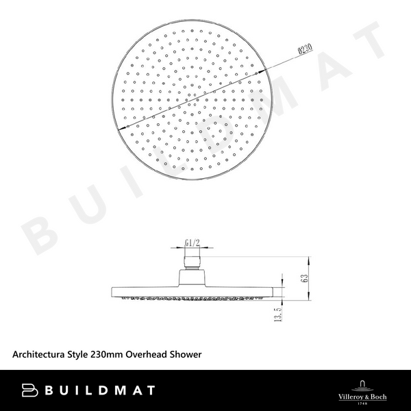 Villeroy & Boch Architectura Style 230mm Overhead Shower Gunmetal