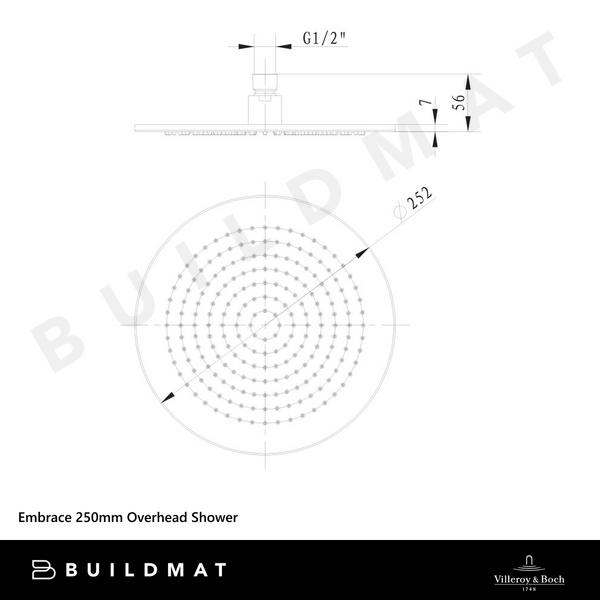 Villeroy & Boch Embrace 250mm Overhead Shower Chrome
