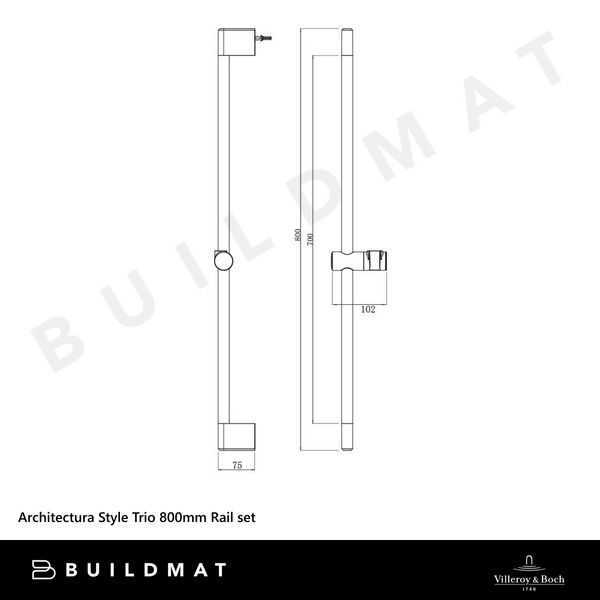 Villeroy & Boch Architectura Style Trio 800mm Shower Rail Set Chrome