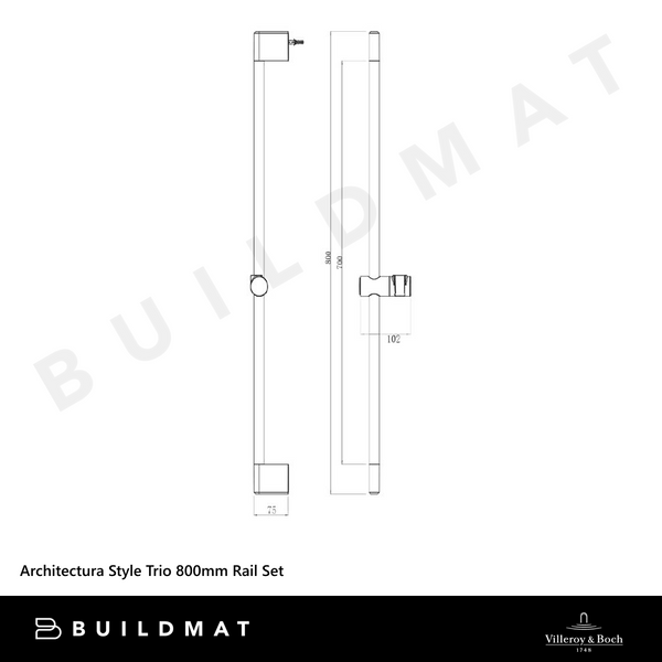 Villeroy & Boch Architectura Style Trio 800mm Shower Rail Set Brushed Gold