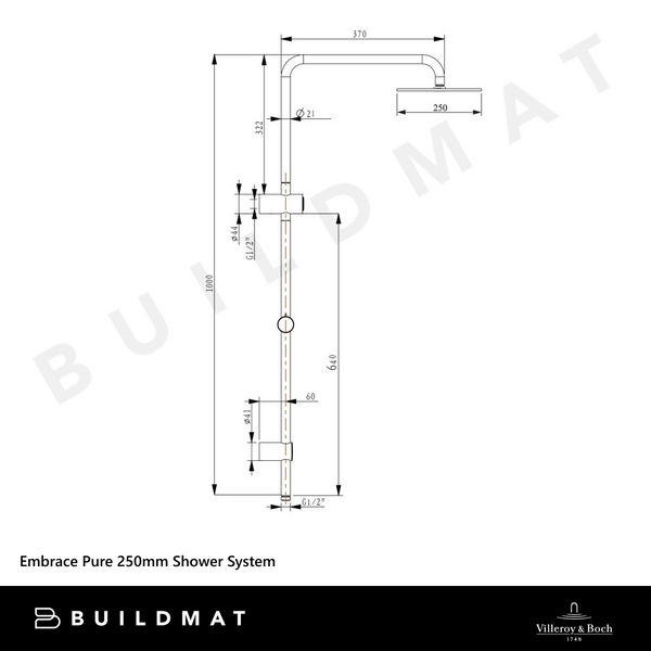 Villeroy & Boch Embrace Pure 250mm Shower System Gunmetal