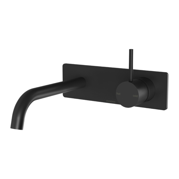 Phoenix Vivid Slimline Up Basin / Bath Wall Mixer Set Matte Black