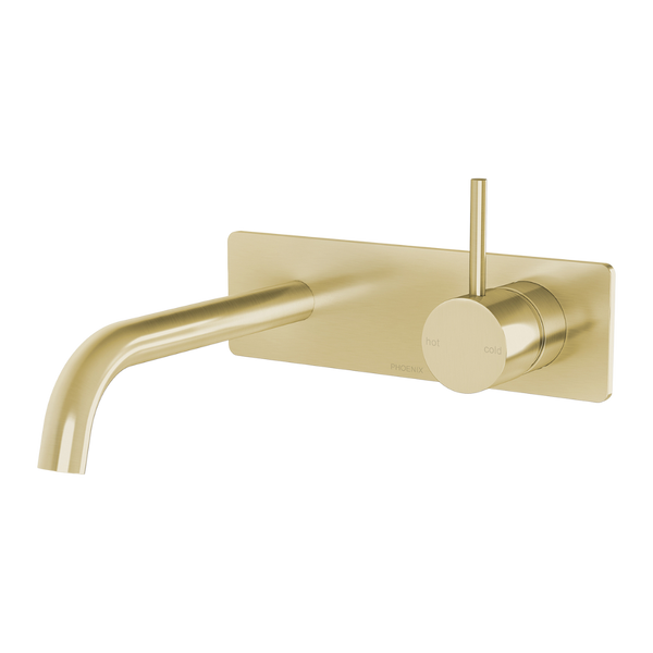 Phoenix Vivid Slimline Up Basin / Bath Wall Mixer Set Brushed Gold