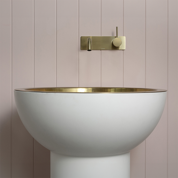 Phoenix Vivid Slimline Up Basin / Bath Wall Mixer Set Brushed Gold