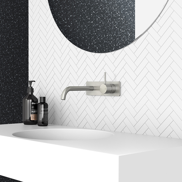 Phoenix Vivid Slimline Up Basin / Bath Wall Mixer Set Brushed Nickel