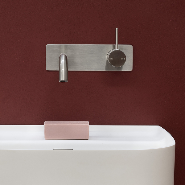 Phoenix Vivid Slimline Up Basin / Bath Wall Mixer Set Brushed Nickel