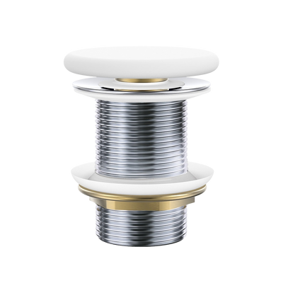 Fienza Pop Up 32mm Non-Overflow Basin Waste Matte White Flat Ceramic Cap