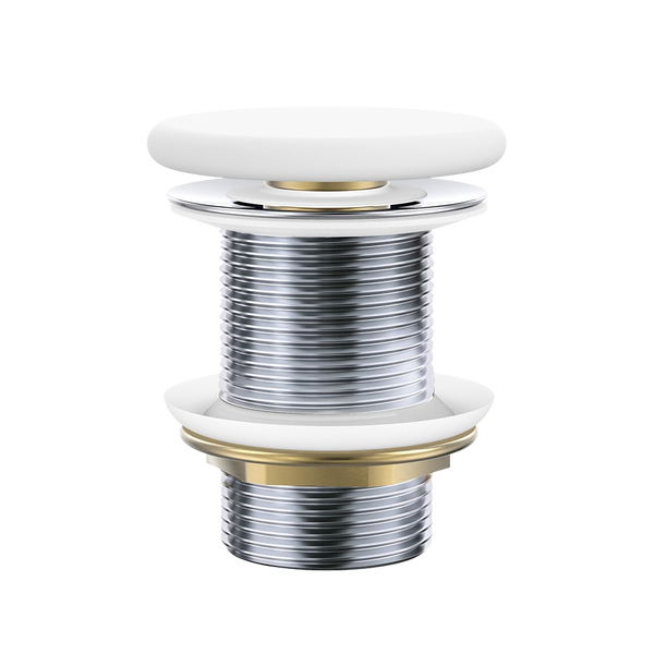 Fienza Pop Up 32mm Non-Overflow Basin Waste Matte White Flat Ceramic Cap