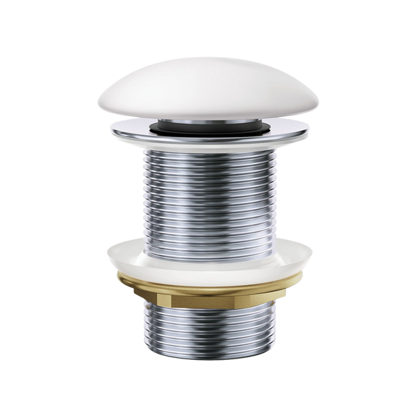Fienza Pop Up 32mm Non-Overflow Basin Waste, Matte White Ceramic Cap