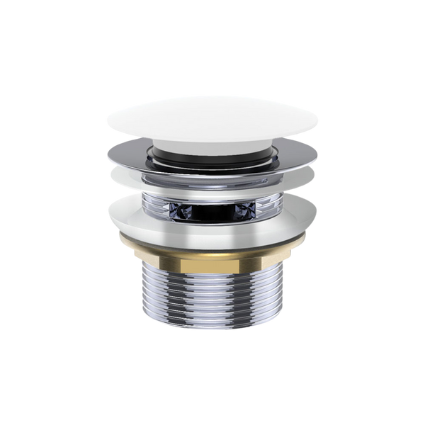 Fienza Universal Pull Out/Pop Up Brass Cap Bath Waste with Overflow Matte White