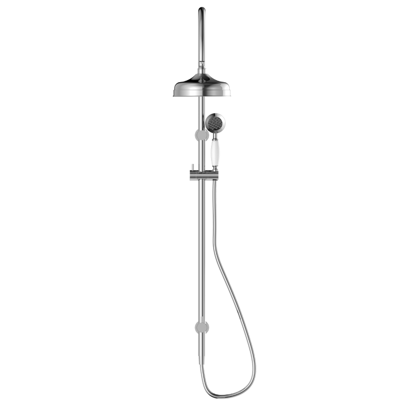 York Twin Shower with White Porcelain Hand Shower Chrome