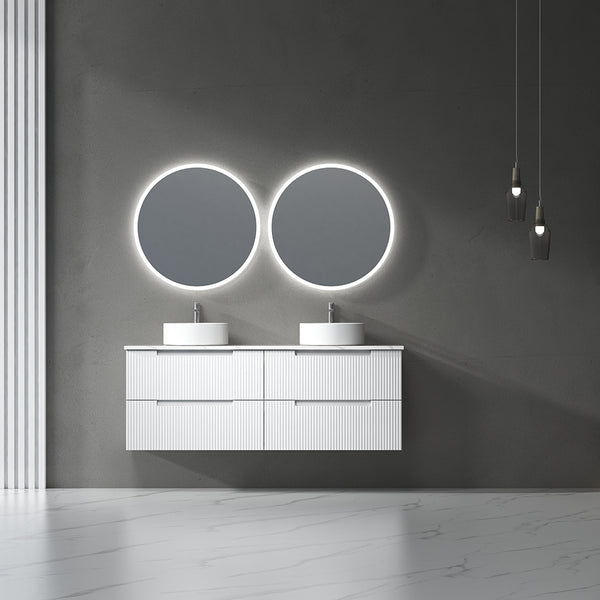 Aulic Windsor Round LED Mirror 900mm Matte White