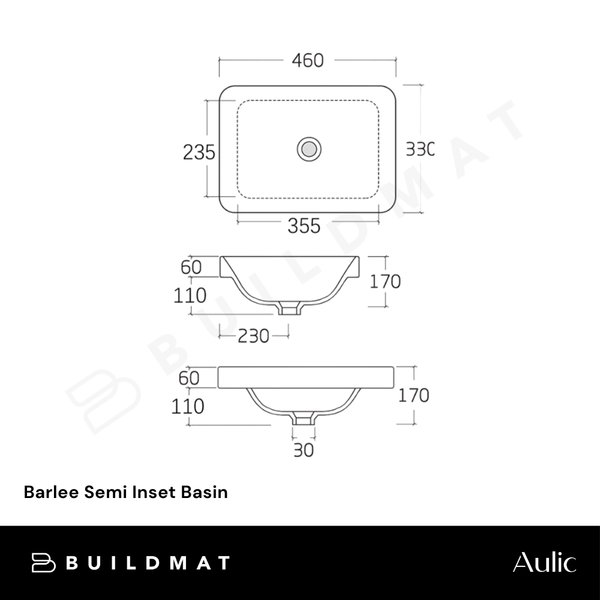 Aulic Barlee Semi Inset Basin Gloss White