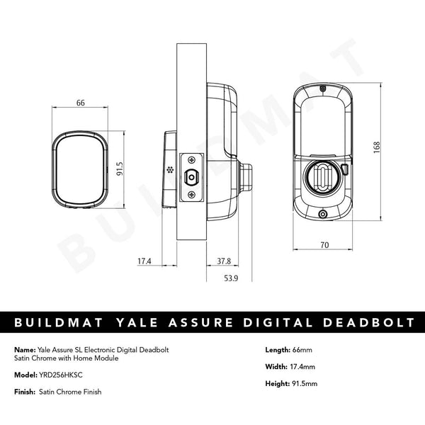 Yale Assure SL Electronic Digital Deadbolt Satin Chrome with Home Module