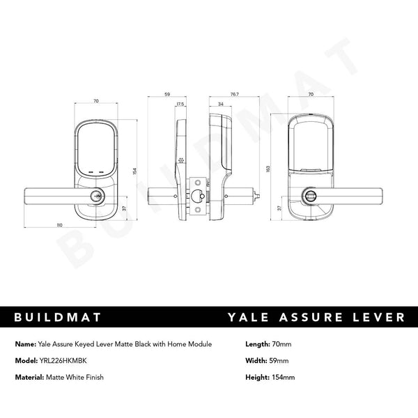 Yale Assure Keyed Lever Matte Black with Home Module
