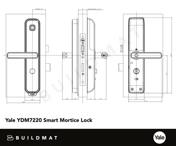 Yale YDM7220 Smart Mortice Lock with Home Module Matt Black