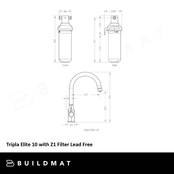 Puretec Tripla Elite 10 Brushed Nickel Stainless Steel with Z1 Filter Lead Free