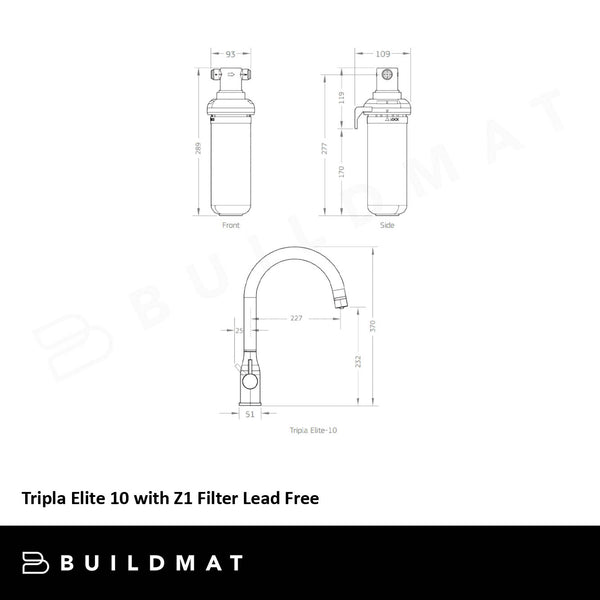 Puretec Tripla Elite 10 Chromed Stainless Steel with Z1 Filter Lead Free