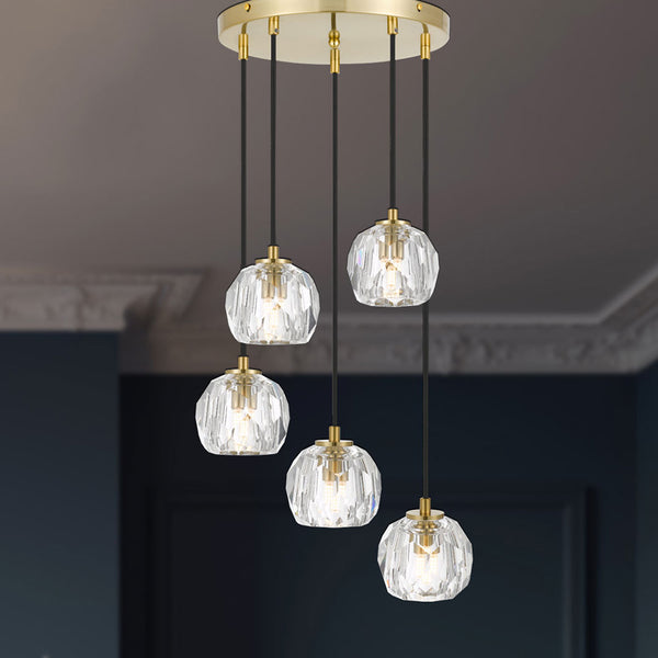 Telbix Zaha 5 Pendant Antique Gold