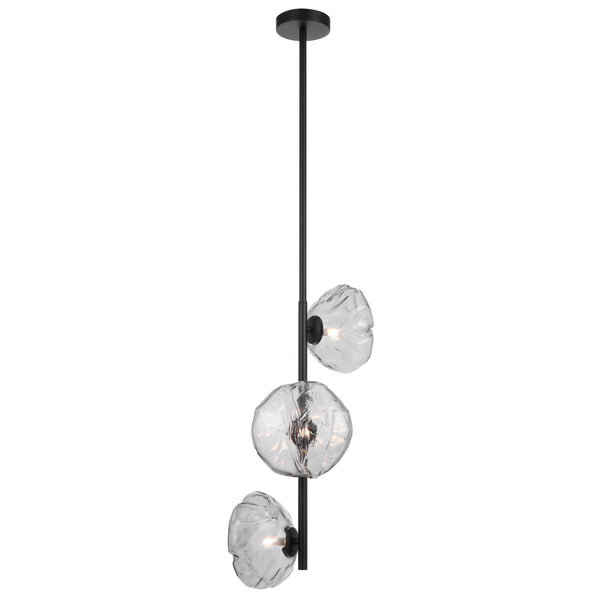 Telbix Zecca 3 Light Vertical Pendant Black Smoke