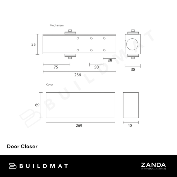 Zanda Door Closer TS9205 with Slide Arm Ember Bronze