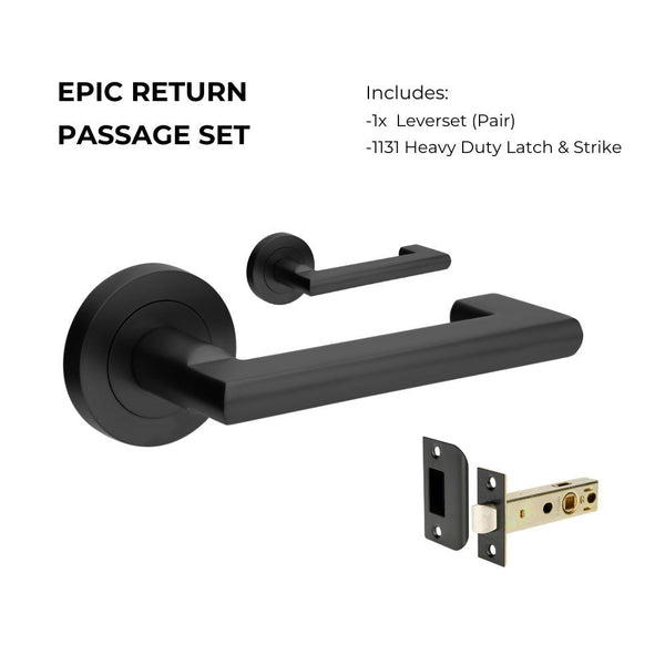 Zanda Epic Return Passage Lever Set Door Handle Matte Black