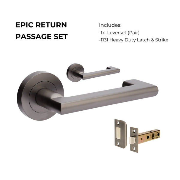 Zanda Epic Return Passage Lever Set Door Handle Graphite Nickel