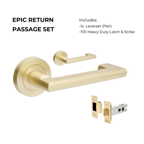 Zanda Epic Return Passage Lever Set Door Handle Satin Brass