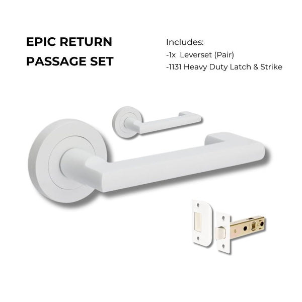 Zanda Epic Return Passage Lever Set Door Handle White