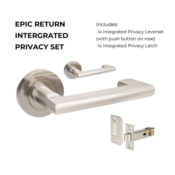 Zanda Epic Return Integrated Privacy Lever Set Door Handle Brushed Nickel