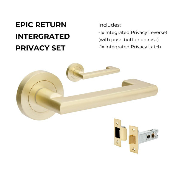 Zanda Epic Return Integrated Privacy Lever Set Door Handle Satin Brass