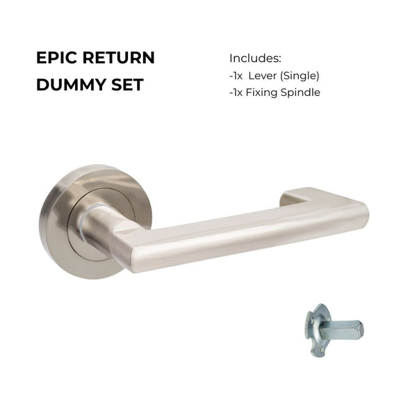 Zanda Epic Return Dummy Lever Set Door Handle Brushed Nickel
