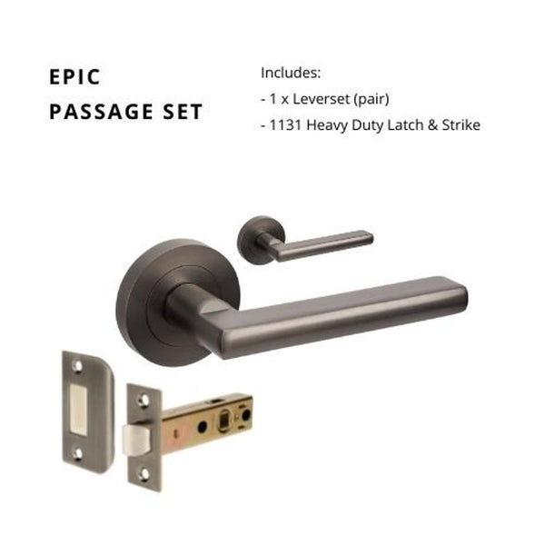 Zanda Epic Passage Lever Set Door Handle Graphite Nickel