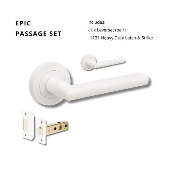 Zanda Epic Passage Lever Set Door Handle Matte White