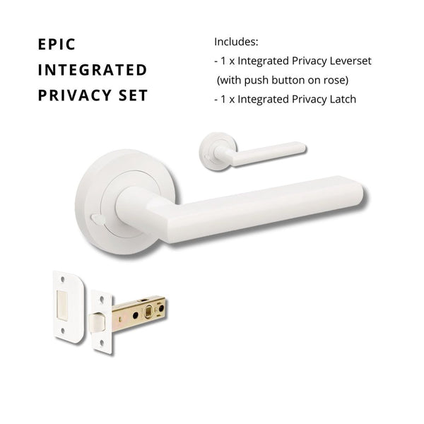 Zanda Epic Integrated Privacy Lever Set Door Handle Matte White
