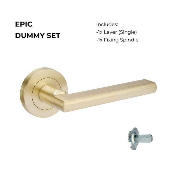 Zanda Epic Dummy Lever Set Door Handle Satin Brass
