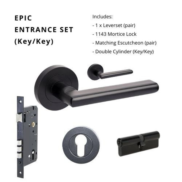 Zanda Epic Entrance Set Lever Door Handle Matte Black