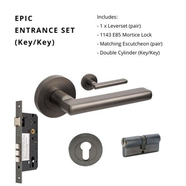Zanda Epic Entrance Set Lever Door Handle Graphite Nickel
