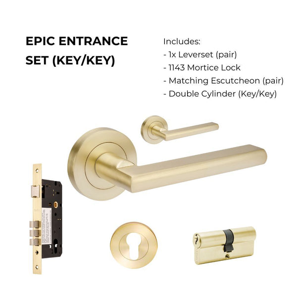 Zanda Epic Entrance Set Lever Door Handle Satin Brass