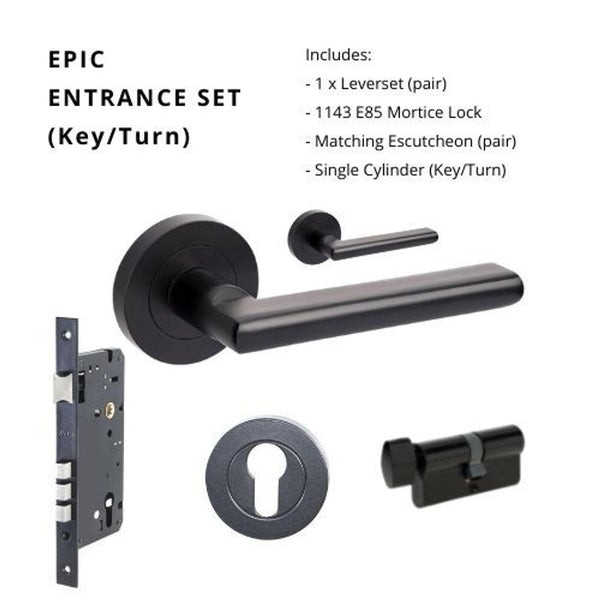 Zanda Epic Entrance Set Lever Door Handle Matte Black