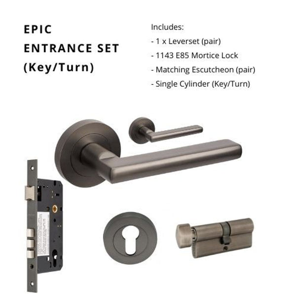 Zanda Epic Entrance Set Lever Door Handle Graphite Nickel