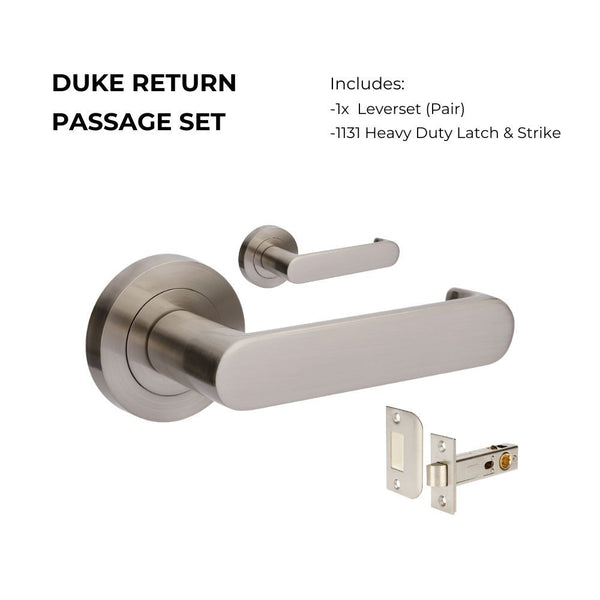 Zanda Duke Return Passage Lever Set Door Handle Brushed Nickel