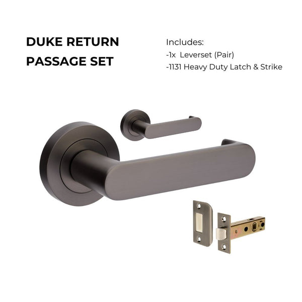 Zanda Duke Return Passage Lever Set Door Handle Graphite Nickel