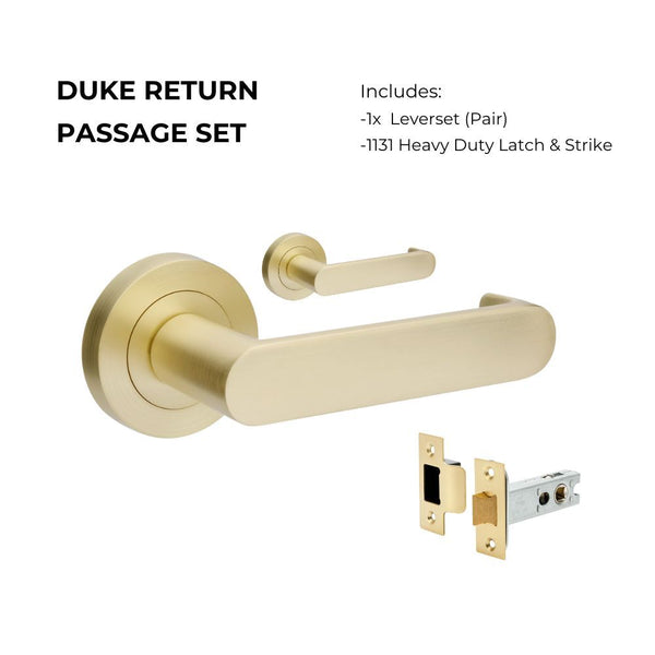 Zanda Duke Return Passage Lever Set Door Handle Satin Brass