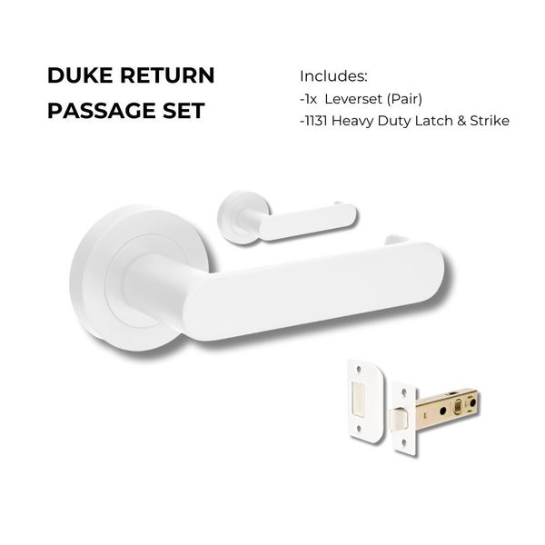 Zanda Duke Return Passage Lever Set Door Handle White