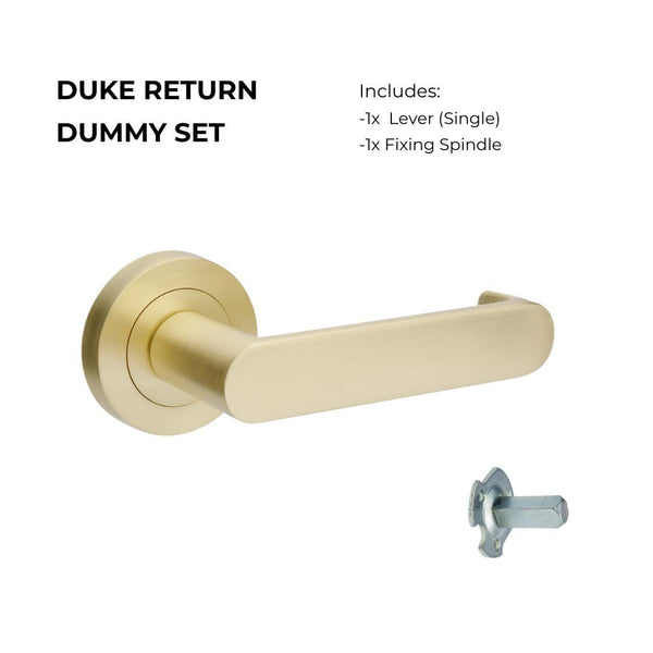Zanda Duke Return Dummy Lever Set Door Handle Satin Brass