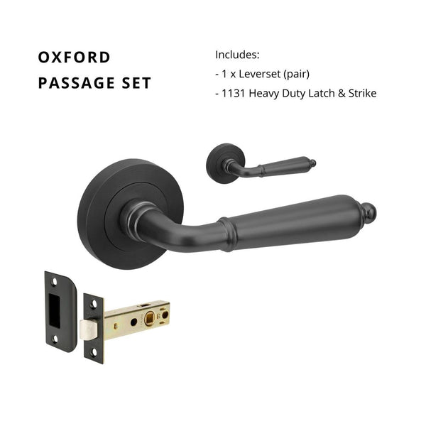 Zanda Oxford Passage Lever Set Door Handle Matte Black