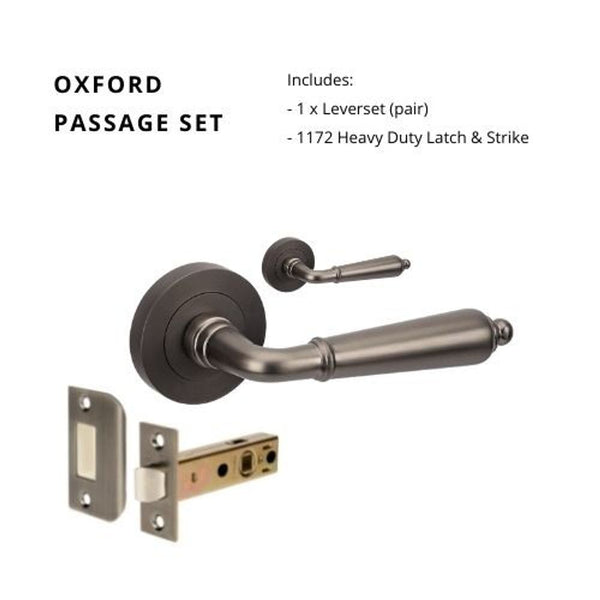 Zanda Oxford Passage Lever Set Door Handle Graphite Nickel