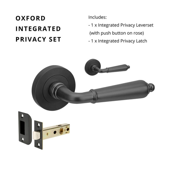 Zanda Oxford Integrated Privacy Lever Set Door Handle Matte Black